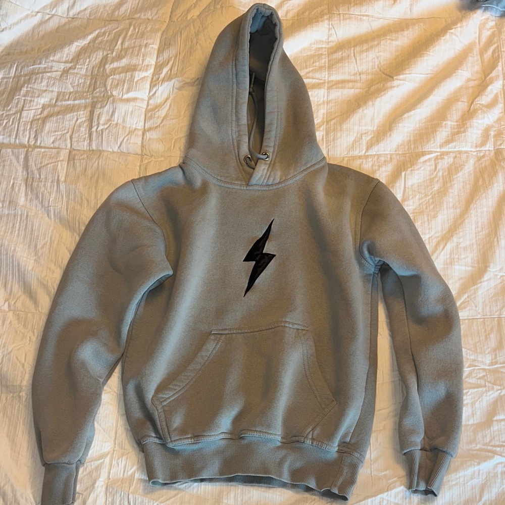Kids Light Gray Lightning Bolt Hoodie - Unbranded